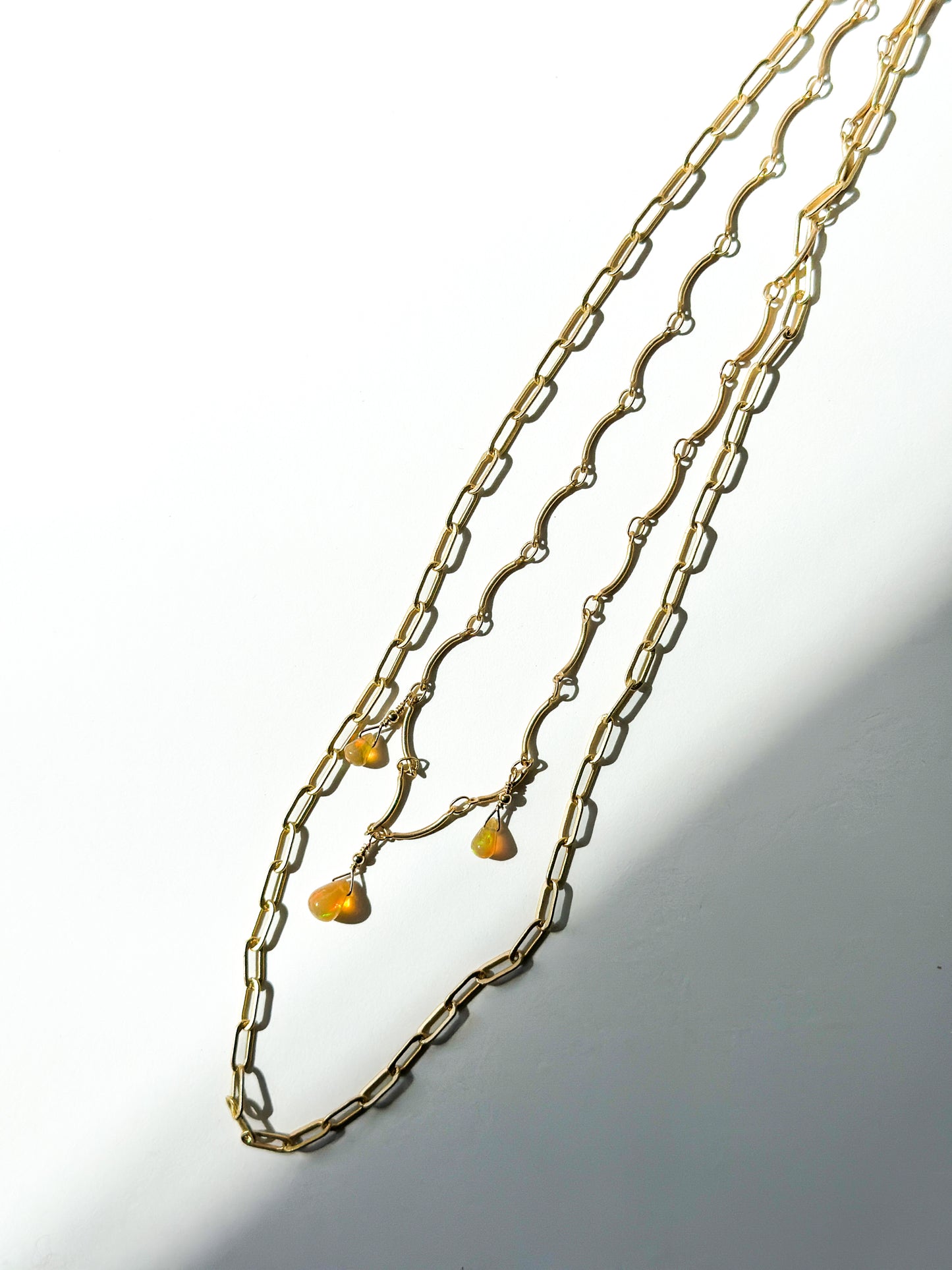 ROBIN HALEY | 14K Gold Plated Double Chain w/ triple Ethiopian Opals