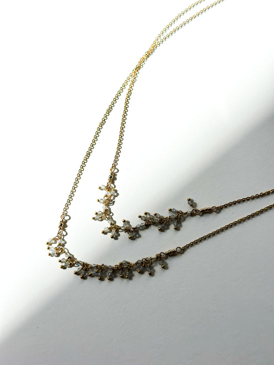 ROBIN HALEY | 14K Gold Plated Double Dangling Labradorite Necklace