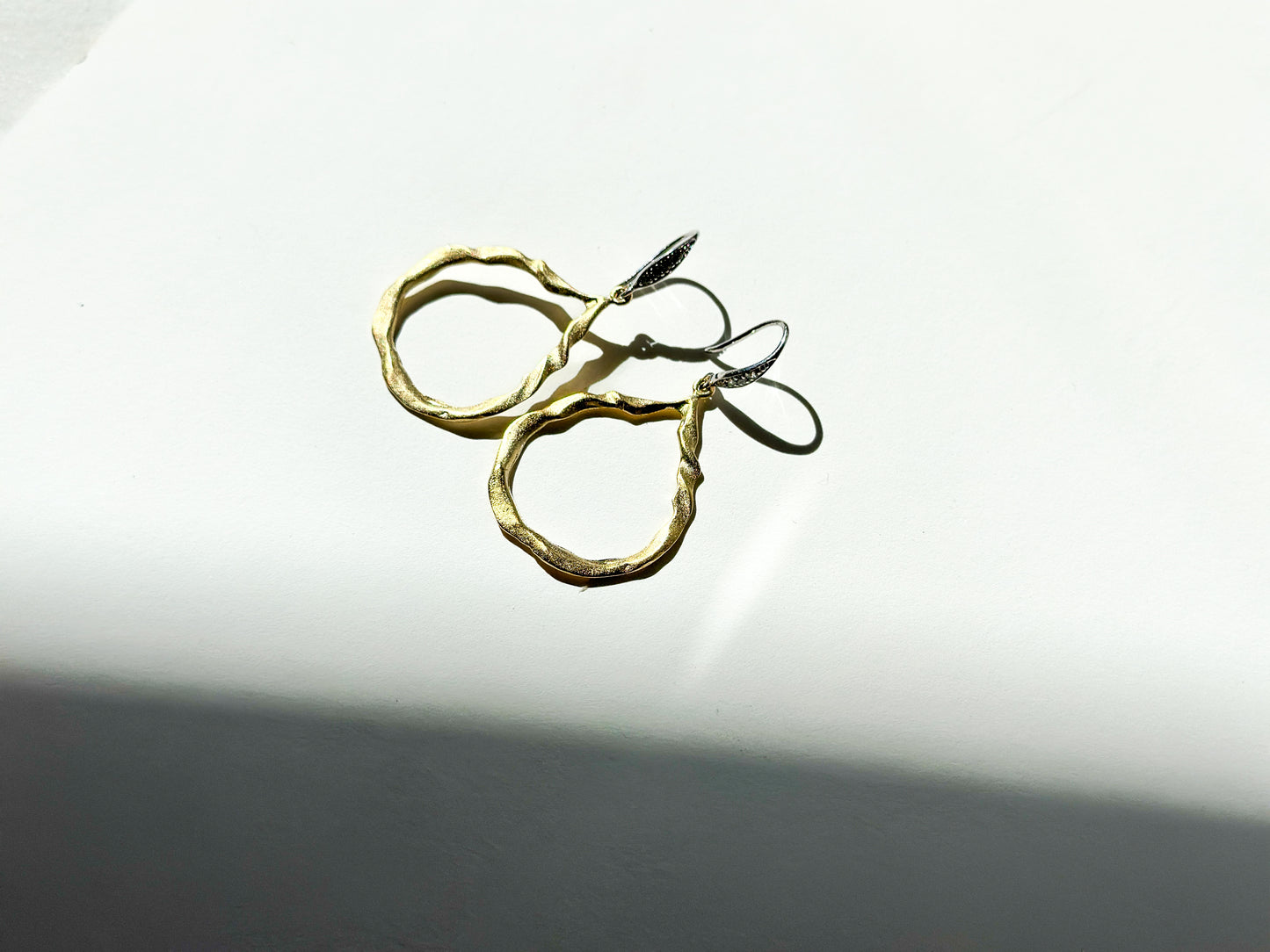 ROBIN HALEY | 14K Gold Matte Finish Twisted Teardrop w/ White topaz