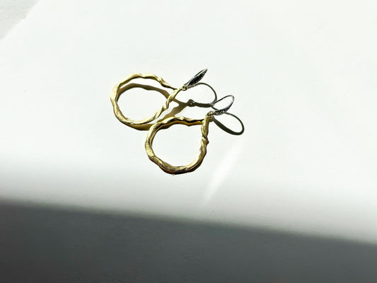 ROBIN HALEY | 14K Gold Matte Finish Twisted Teardrop w/ White topaz