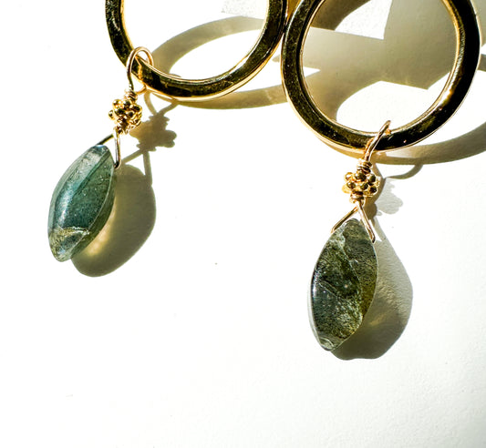 ROBIN HALEY | 14K Gold Plated Circle Earring w/ Labradorite
