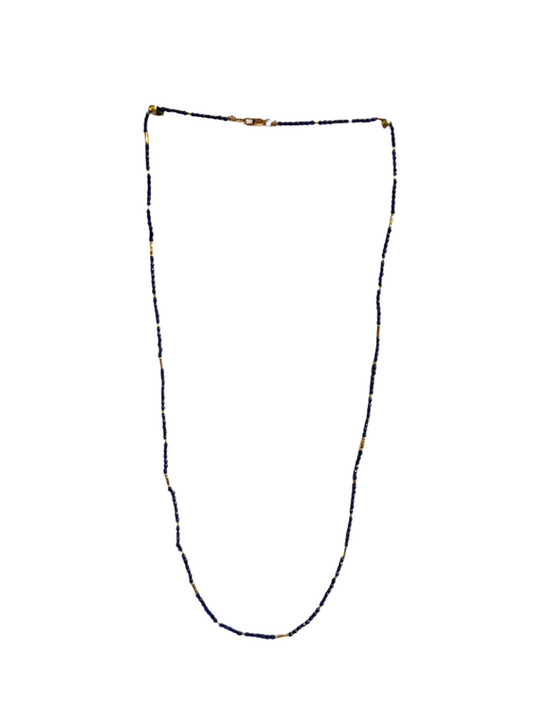 DEBBIE FISHER | Tiny Lapis and Gold Vermeil Beads with Gold Fill clasp Necklace