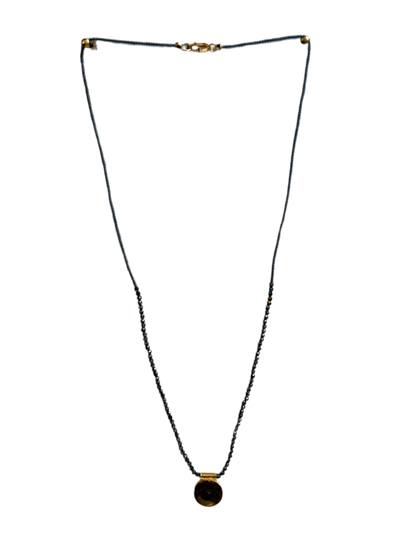 DEBBIE FISHER | Grey Seed, Black Spinel and Gold Vermeil Charm Necklace