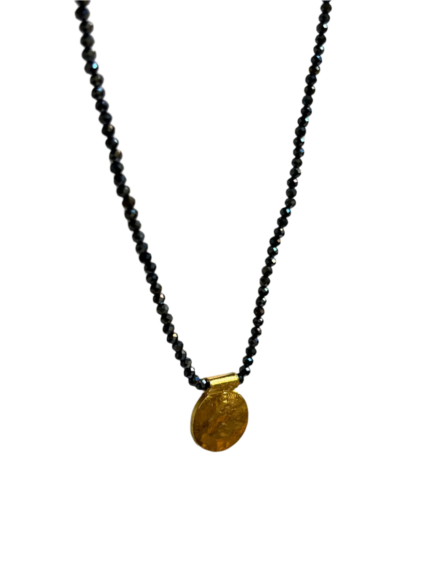 DEBBIE FISHER | Grey Seed, Black Spinel and Gold Vermeil Charm Necklace