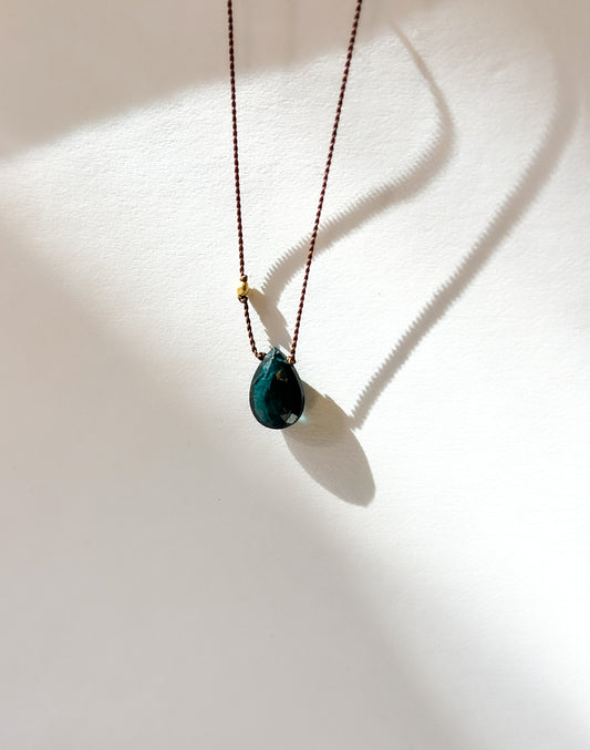 MARGARET SOLOW | Tourmaline Dark Turquoise 18K Necklace