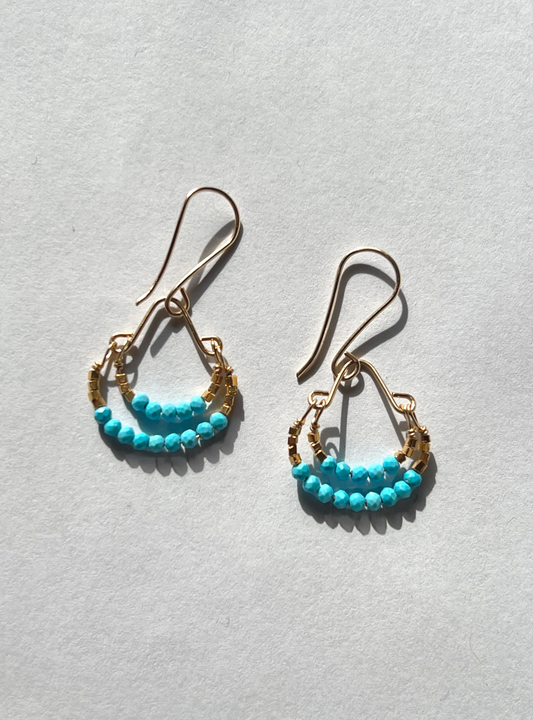 DEBBIE FISHER | Turquoise and Gold Vermeil Double Hoop Earrings