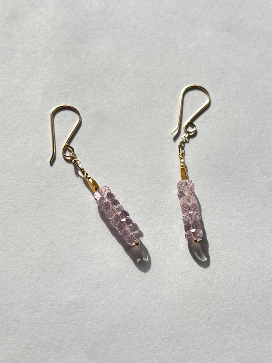DEBBIE FISHER | Pink Amethyst and Gold Vermeil Beads on Gold Fill Wire Earrings