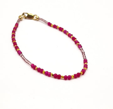 Pink Quartz & Gold Vermeil Bracelet w/ Gold Fill Clasp