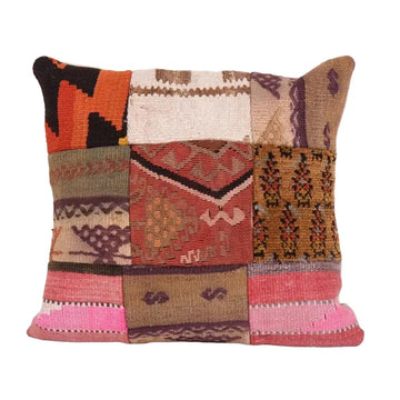 Turkish Kilim Patchwork Pillowcases Made from An Anatolian