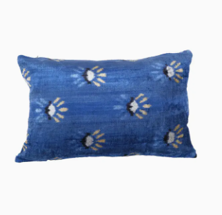 Blue Design Silk Ikat Velvet