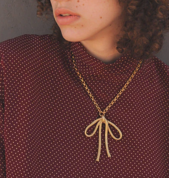 WATER SAND STONE | Brass Big Bow Necklace