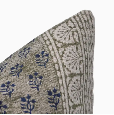 Block Print Linen Pillow | Rangoli