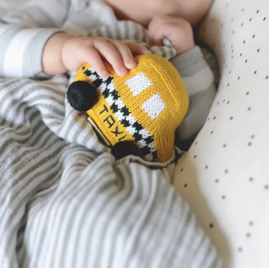 Organic Baby Taxi Rattle Toy