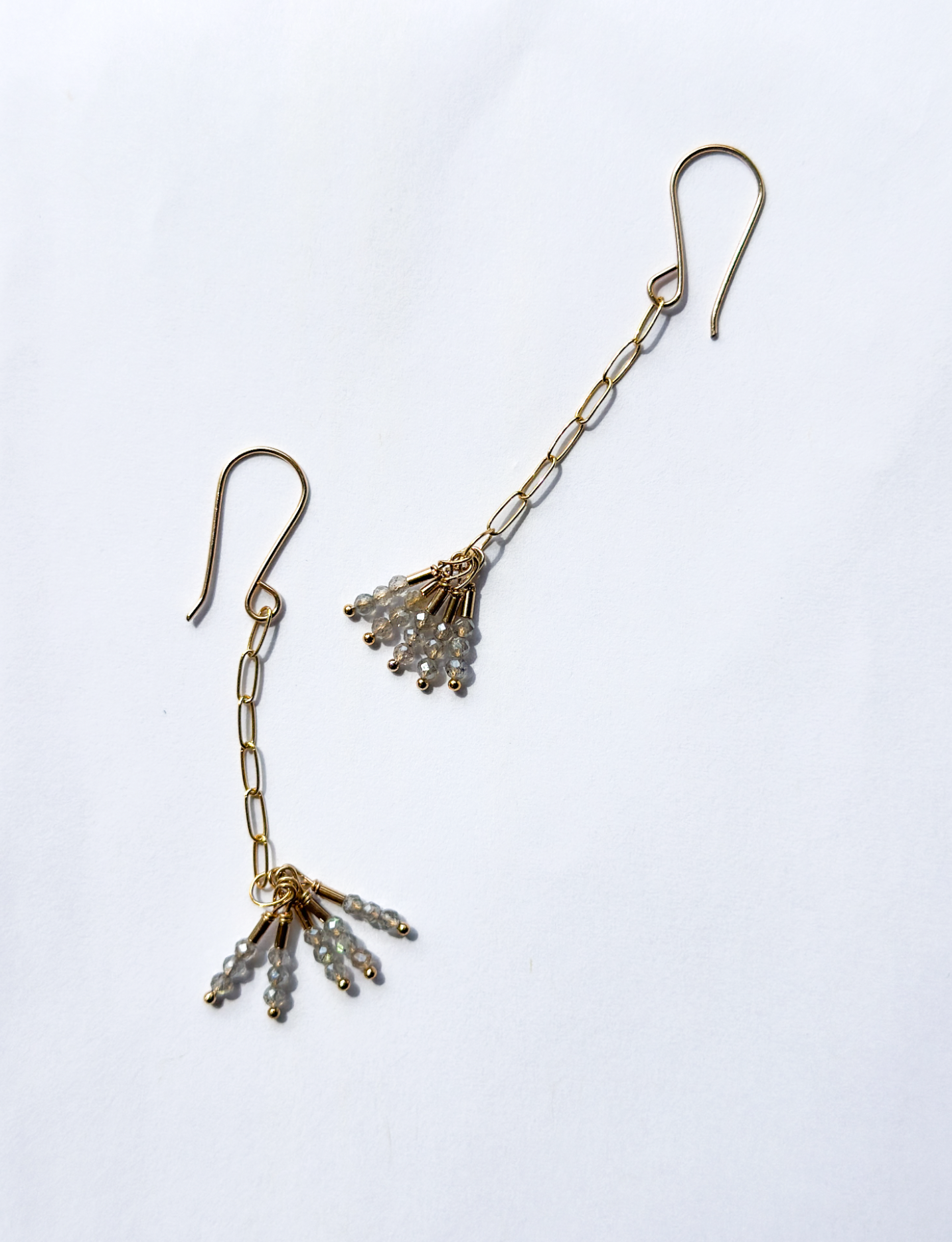 ROBIN HALEY | Labradorite Dangle and Gold Chain Link Earrings
