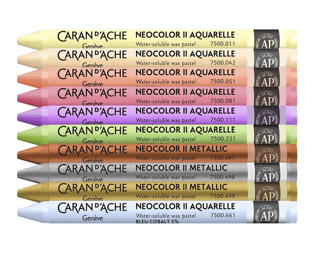 CARAN d'ACHE | Mixed Media Set 10 Coloured Pencils & 10 Pastels Neocolor™ II Aquarelle Toile de Jouy
