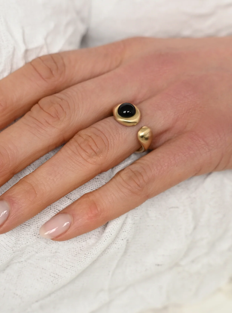 8.6.4 | Black Onyx Brass Ring RI-BO-02