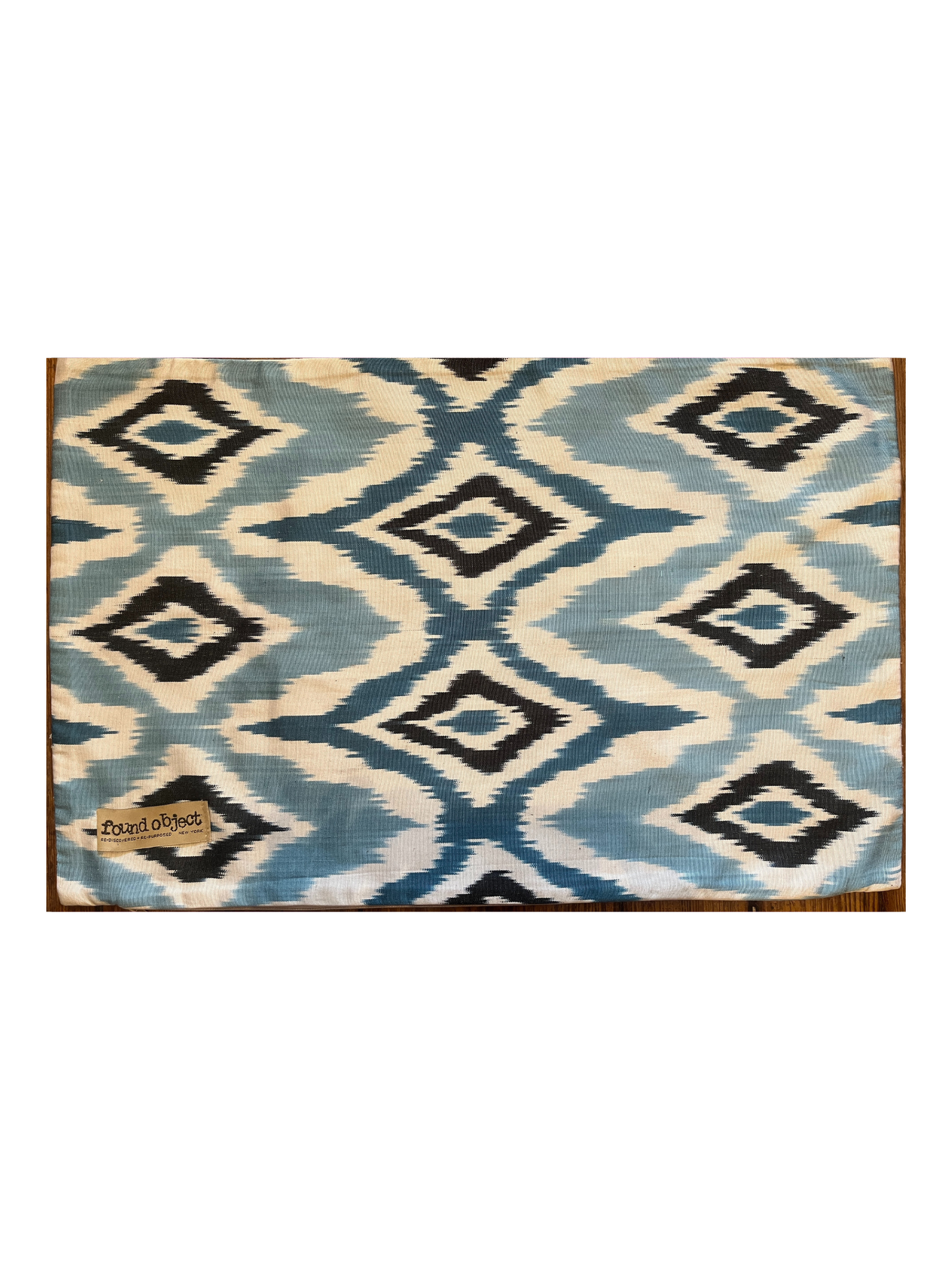 Double Sided Silk/Ikat pillow | Dark Blue and Green