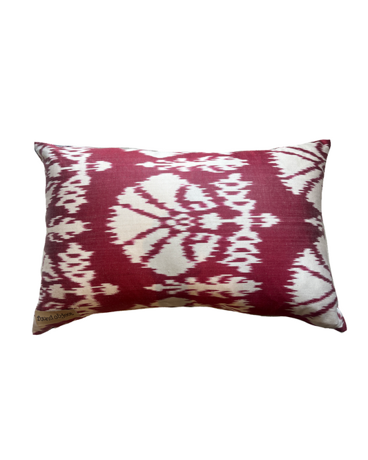 Double Sided Silk/Ikat pillow | Purple and Maroon