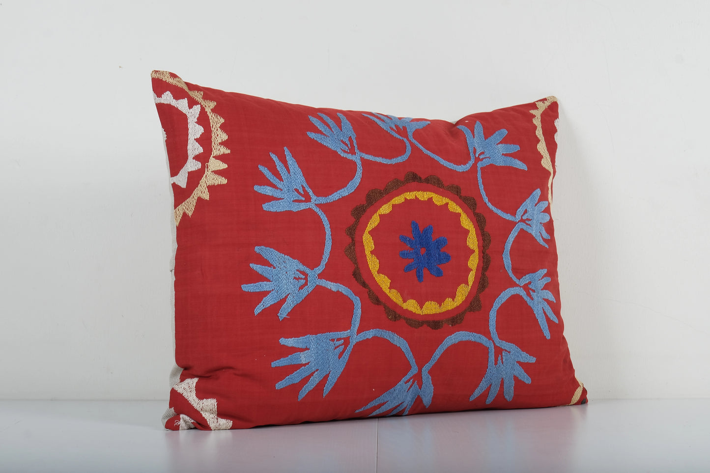 Suzani Pillow, Handmade Embroidered Textile | 20" x 26"