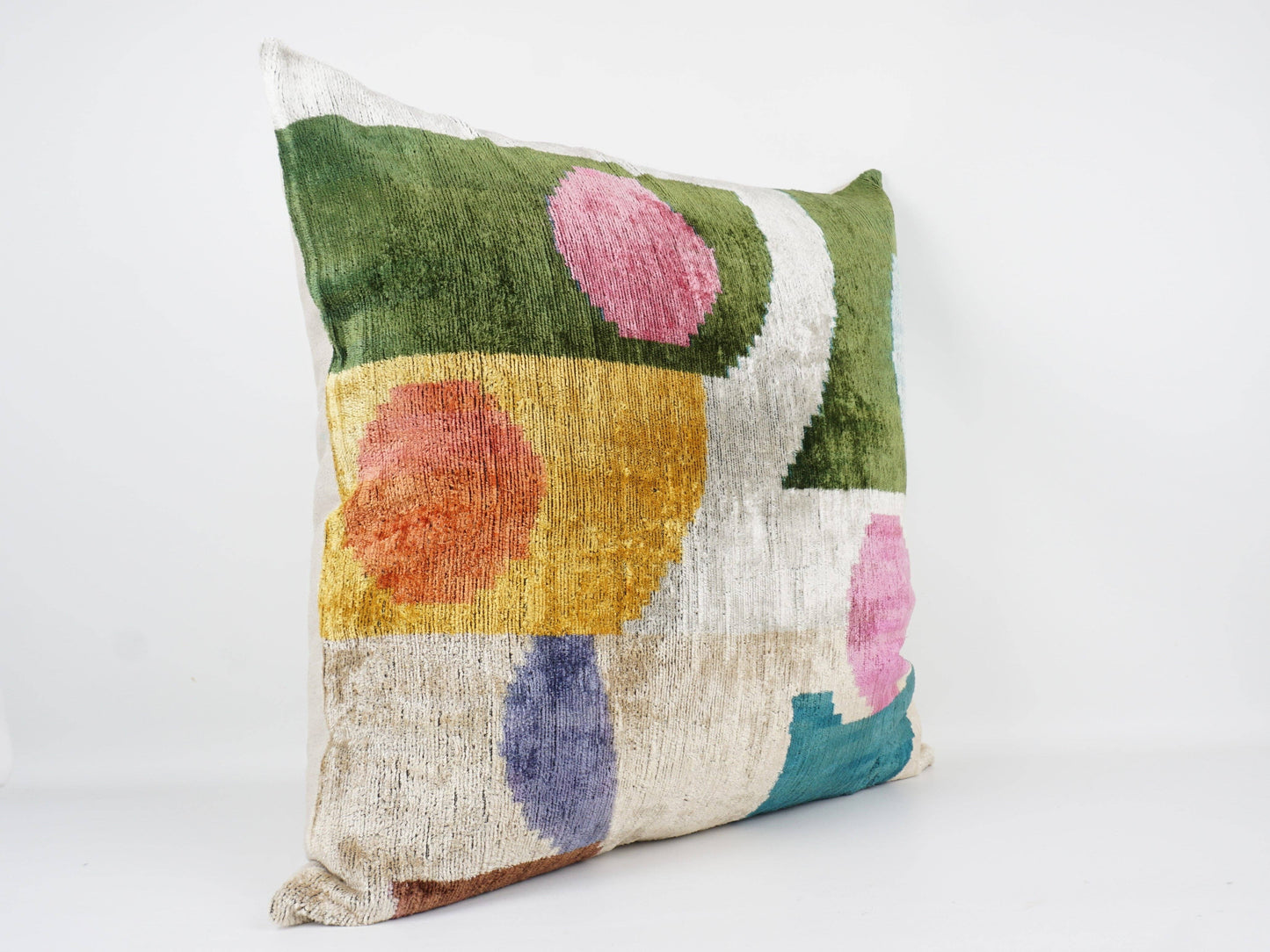 HANDMADE IKAT SILK/VELVET PILLOW | 24" x 24"