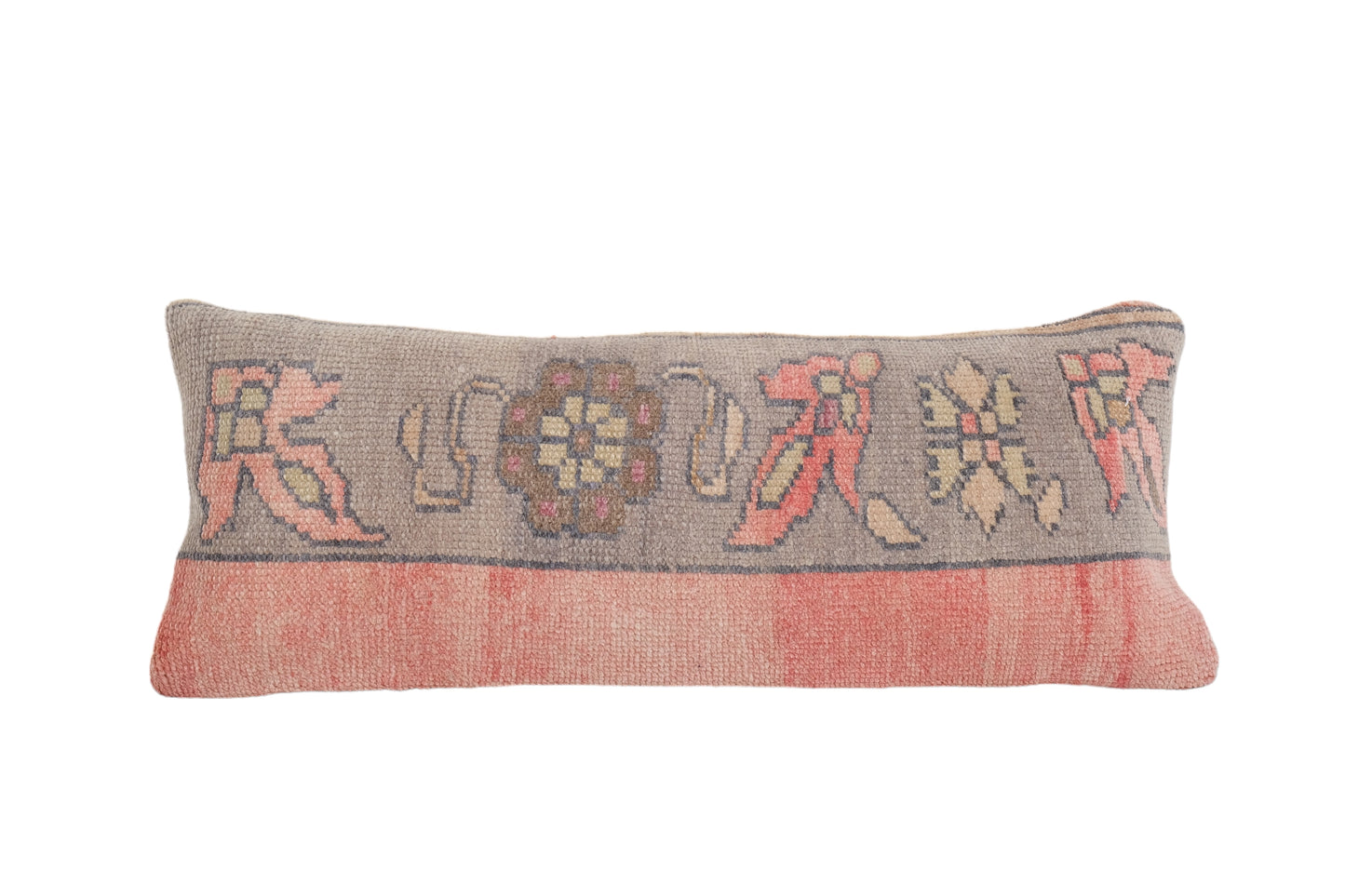 Bohemian Wool Faded Color Rug Pillow, Turkish Taupe | 12" x 28"