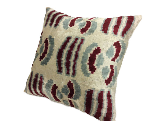 FALU RED- IKAT SILK/VELVET PILLOWCASE | 20" x 20"