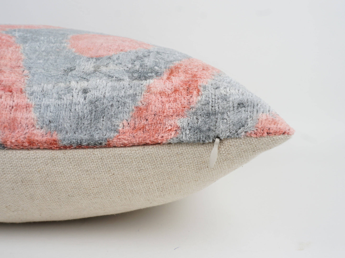 Pink and Blue Silk Ikat Velvet PIllow | 24" x 24"