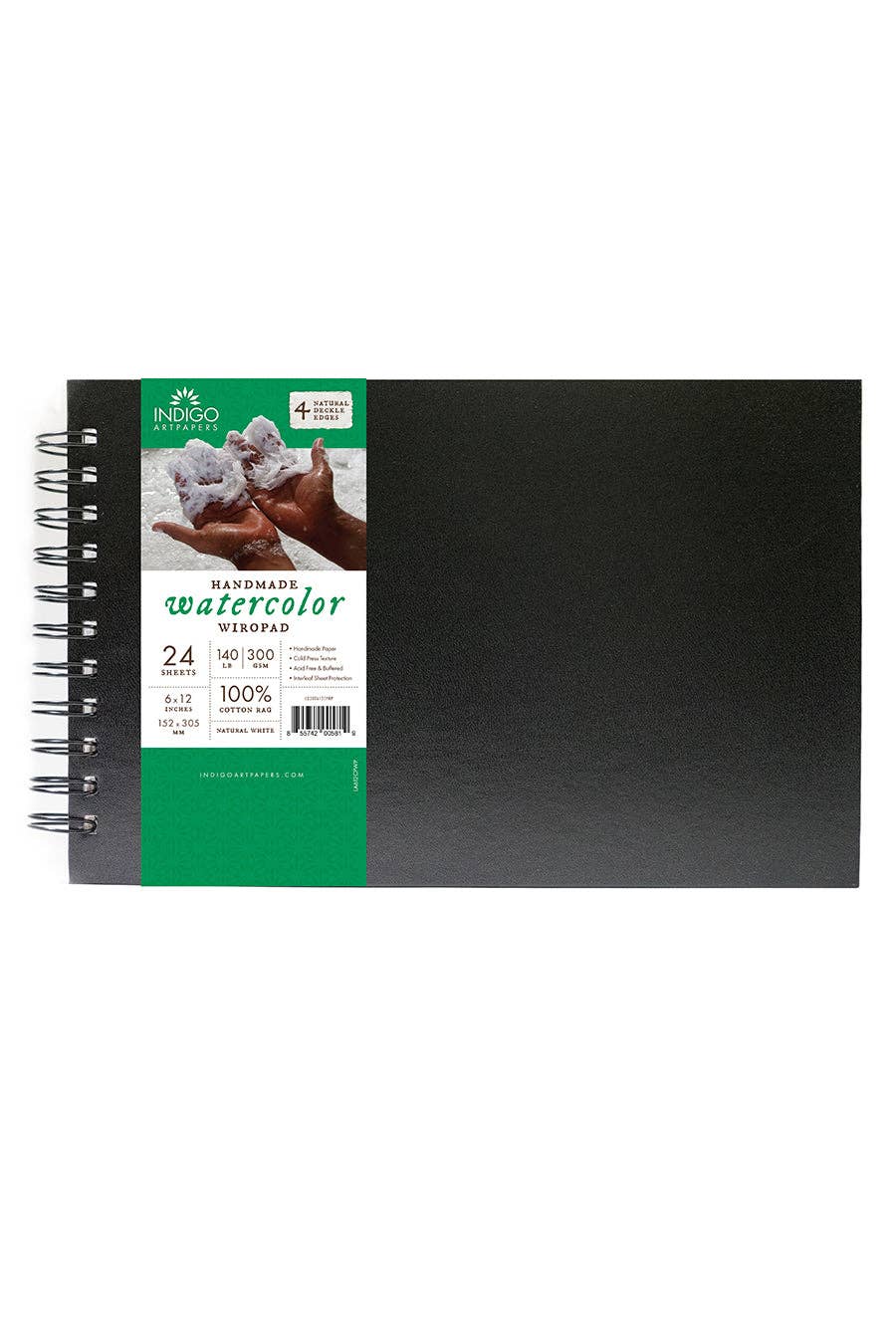 Indigo Art Papers 100% Cotton, Wiro Pad, 24 Sh, 48 Pg: 6 x 12