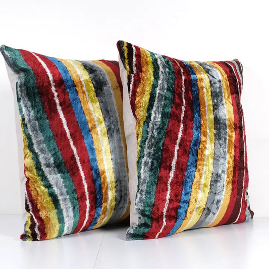 Colorful Striped Ikat Pillow | 22ʺ × 6ʺ × 23ʺ