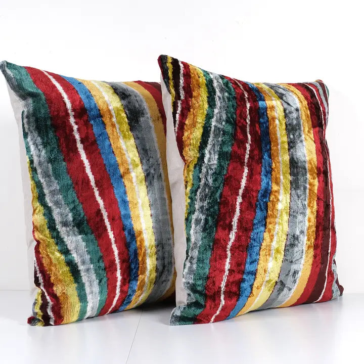 Colorful Striped Ikat Pillow | 22ʺ × 6ʺ × 23ʺ