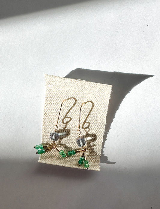 DEBBIE FISHER | Earrings of Mystic Quartz, Green Onyx, and Gold Fill Beads
