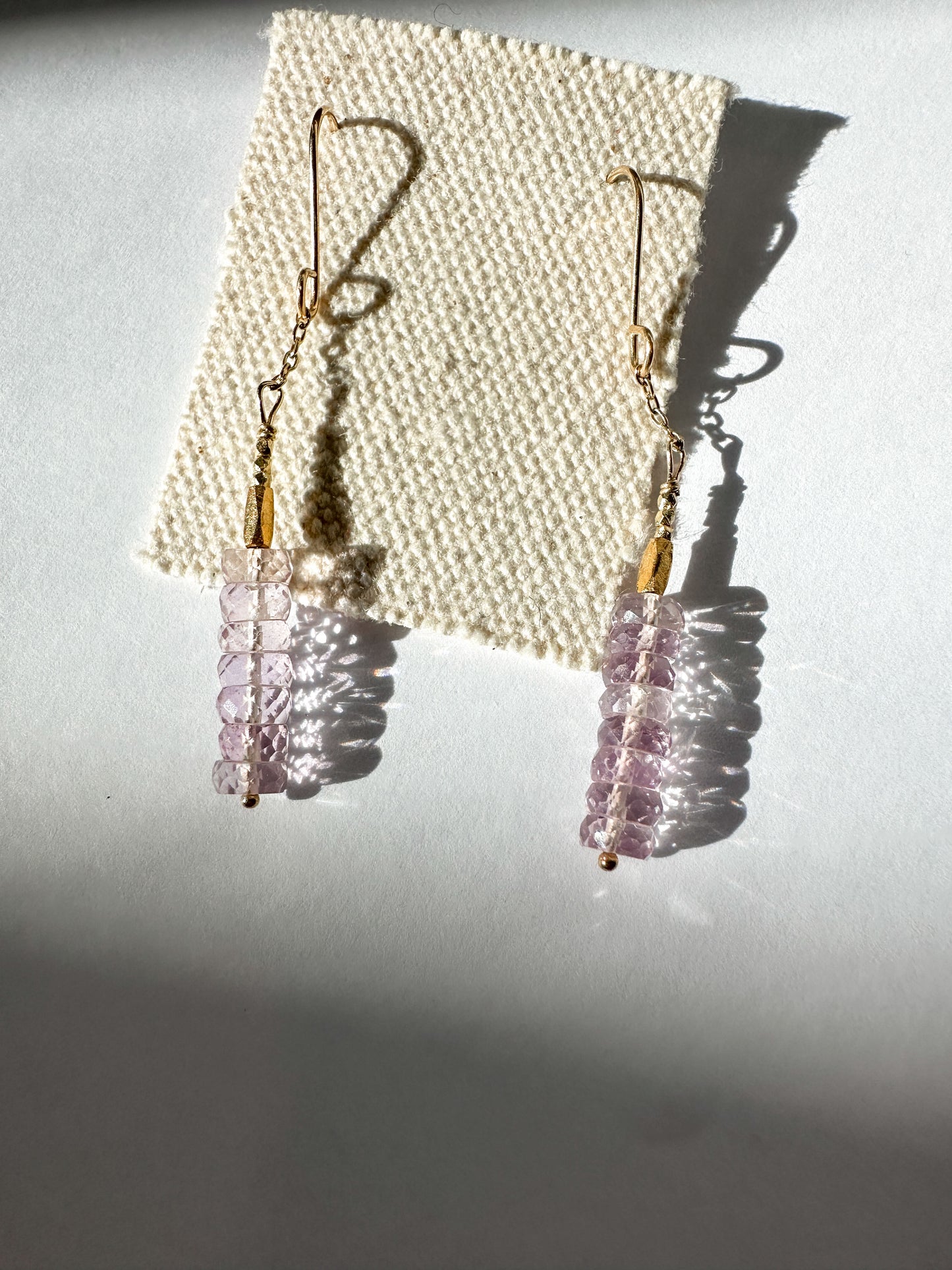 DEBBIE FISHER | Pink Amethyst and Gold Vermeil Beads on Gold Fill Wire Earrings