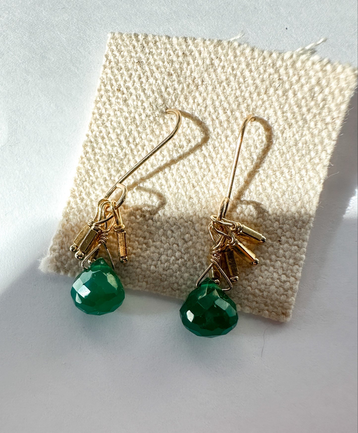 DEBBIE FISHER | Green Onyx and Gold Filled Cluster Earring