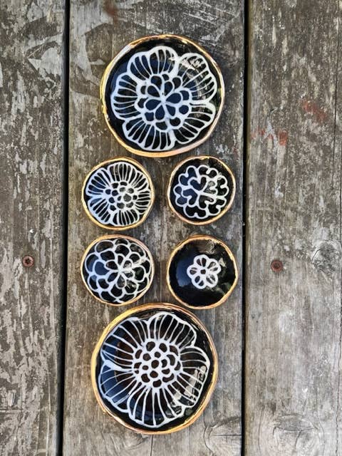HSIEH CLAY | 2" Handmade Gilded Noir Ceramic Trinket Jewelry Dish
