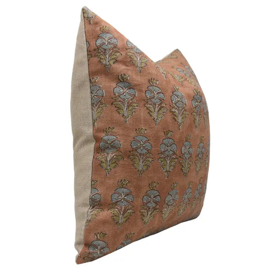 Block Print Linen Pillow | Mor Mukut
