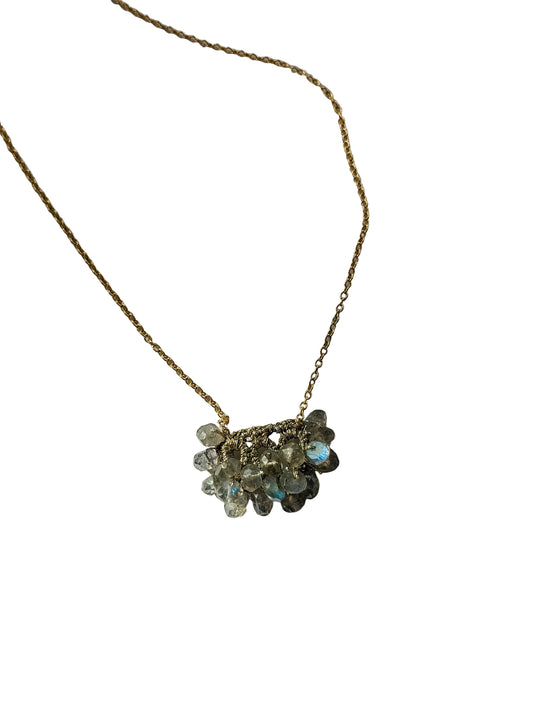 DANIELLE WELMOND | Woven Gold Cord Lace w/ Labradorite Necklace