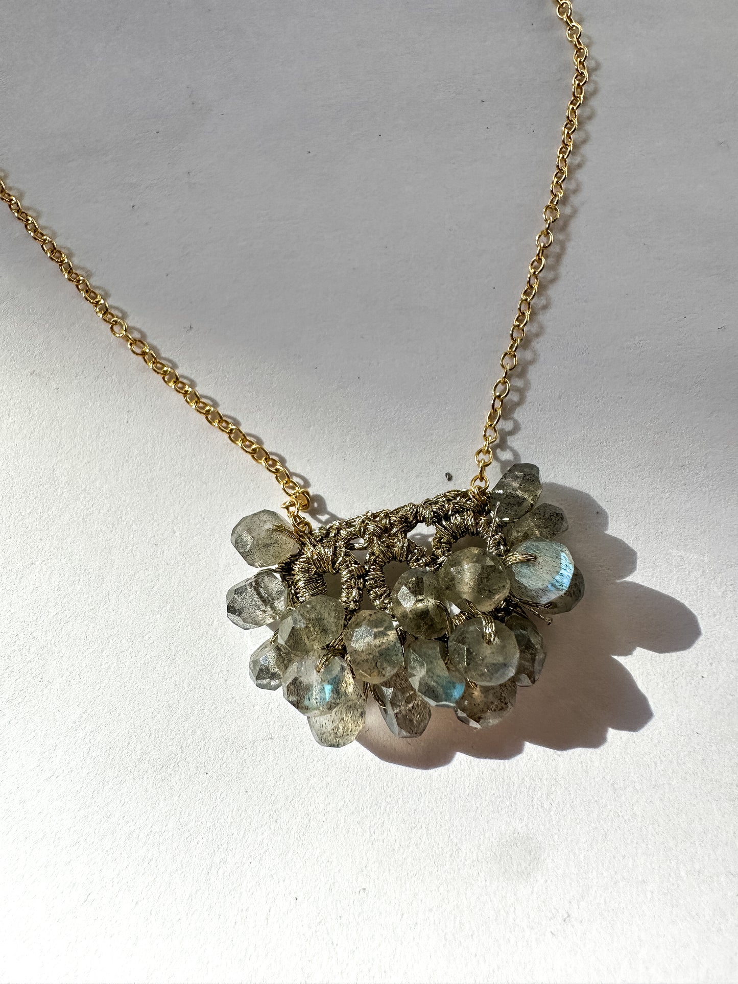 DANIELLE WELMOND | Woven Gold Cord Lace w/ Labradorite Necklace