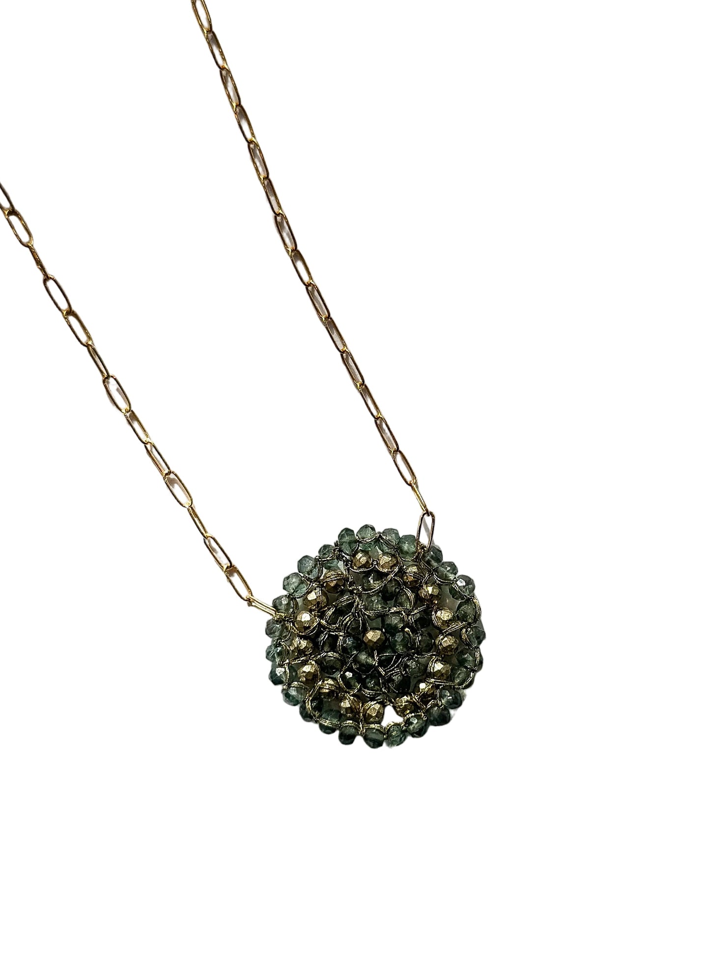 DANIELLE WELMOND | Green Amethyst and Gold Pyrite on Gold Filled Chain