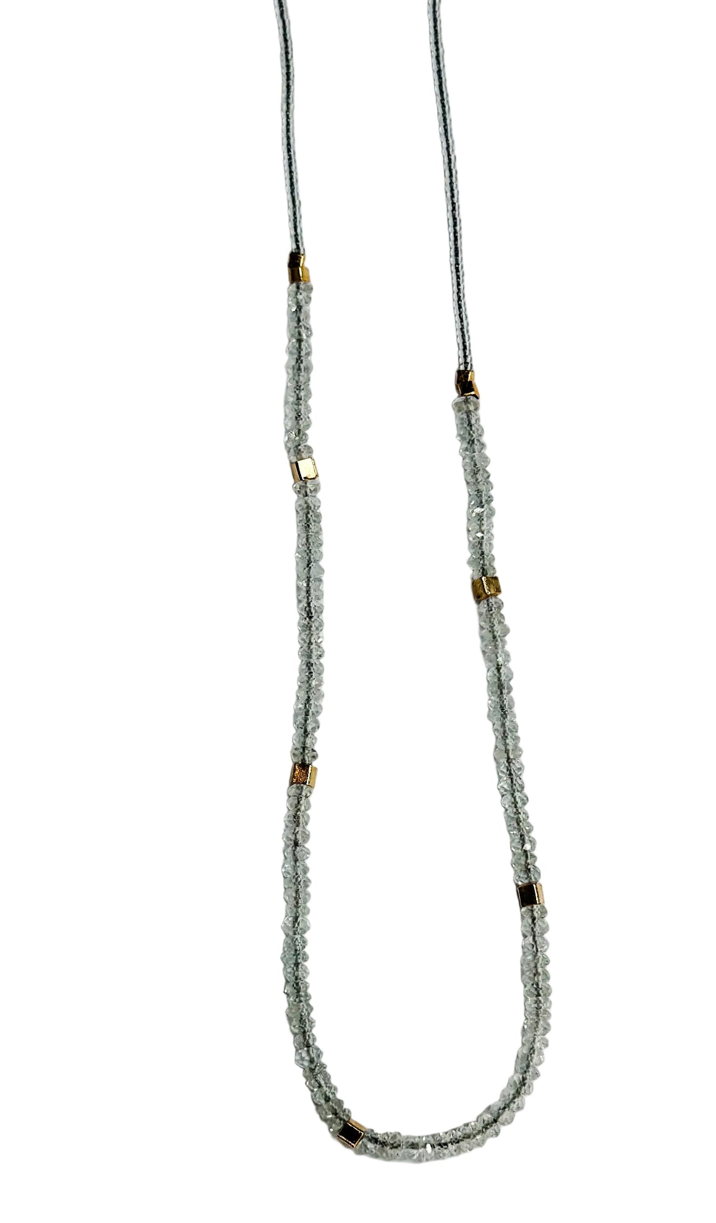 DEBBIE FISHER | Clear Seed, Moonstone and Gold Vermeil beads with Gold fill clasp necklace