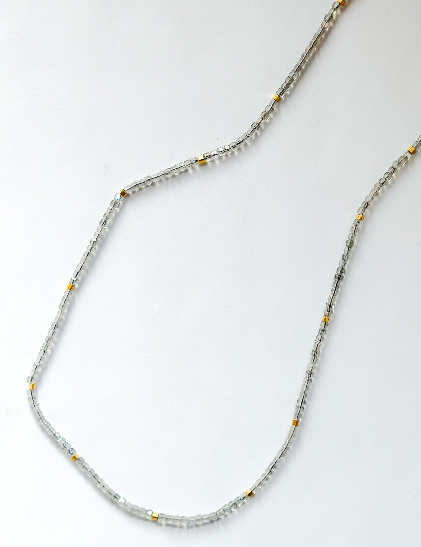 DEBBIE FISHER | Necklace of Clear Glass Beads and Gold beads