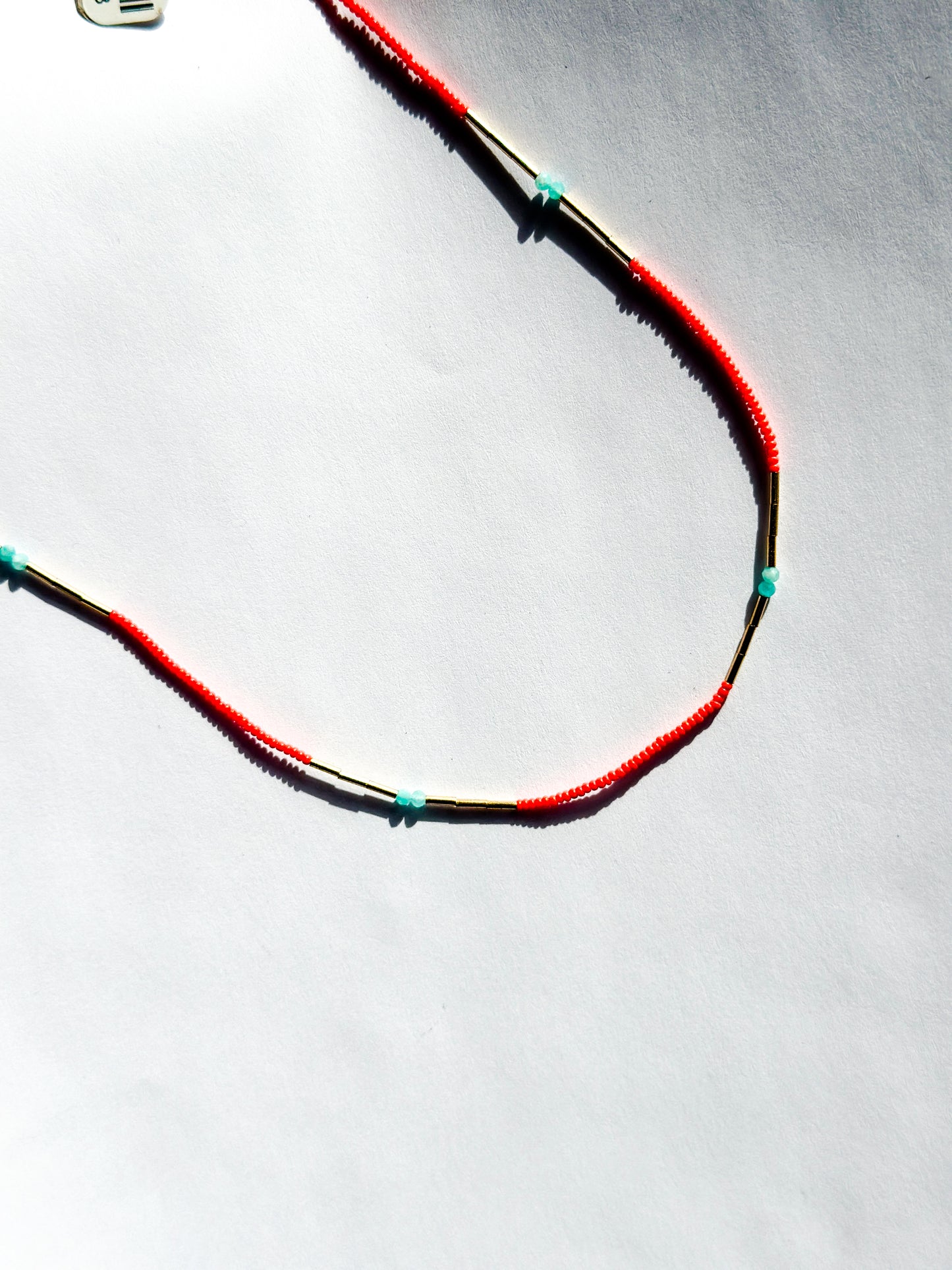 DEBBIE FISHER | Coral Glass Seed Beads, Gold Fill and Amazonite Bead Necklace