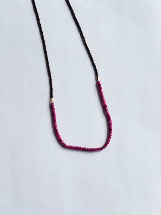 DEBBIE FISHER | Necklace of Ruby, Seed and Gold Vermeil Beads