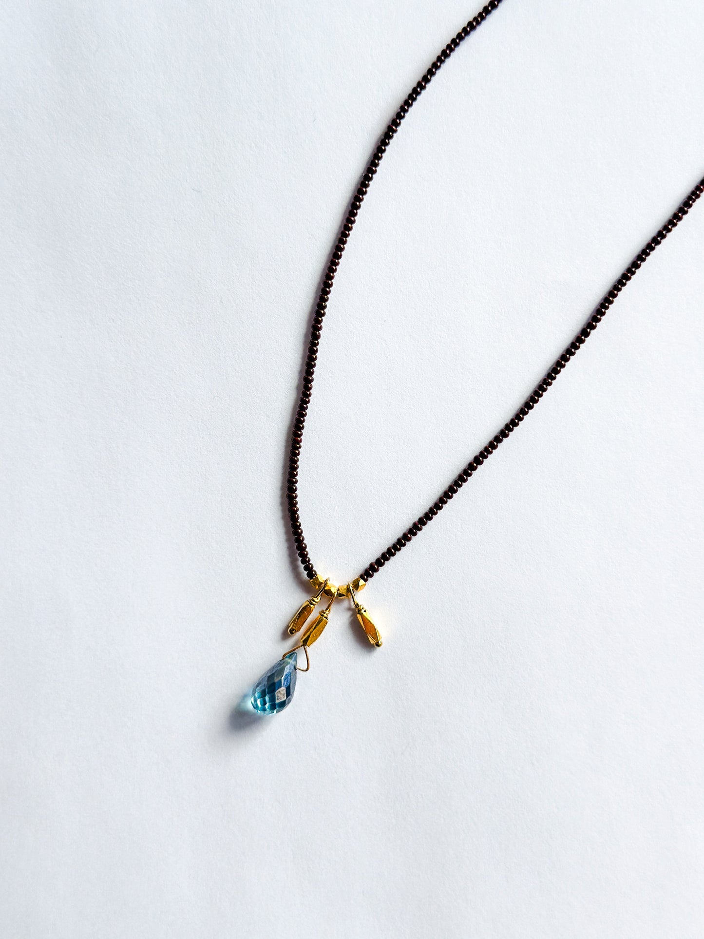 DEBBIE FISHER | Necklace of Seed Beads, Blue Mystic Quartz, and Gold Vermeil Beads