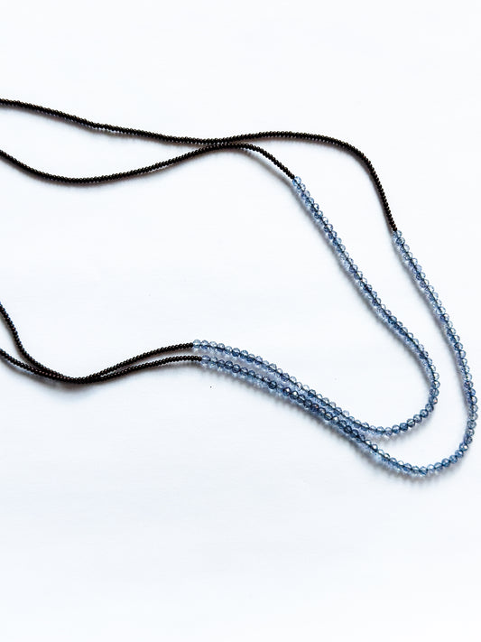 DEBBIE FISHER | Double Necklace of Dark Brown Seed Beads with Iolite Beads