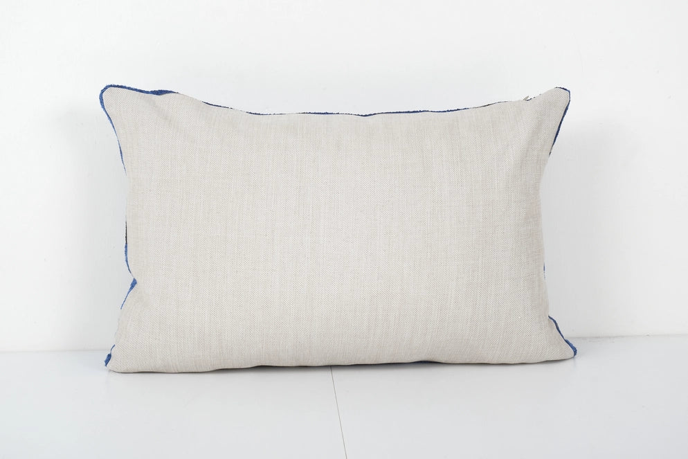 Blue Silk Ikat Velvet Pillow | 16" x 24"