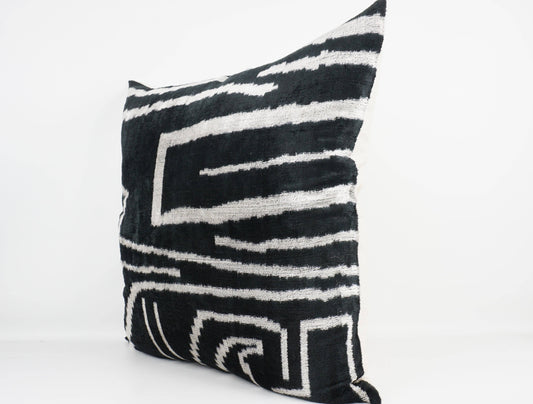 HANDMADE IKAT SILK/VELVET PILLOW | 24" x 24"