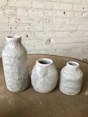Gray Crater Vase Collection | Large Bottle
