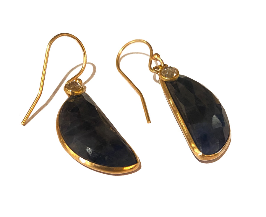 Margaret Solow | Sapphire and Moonstone Earrings