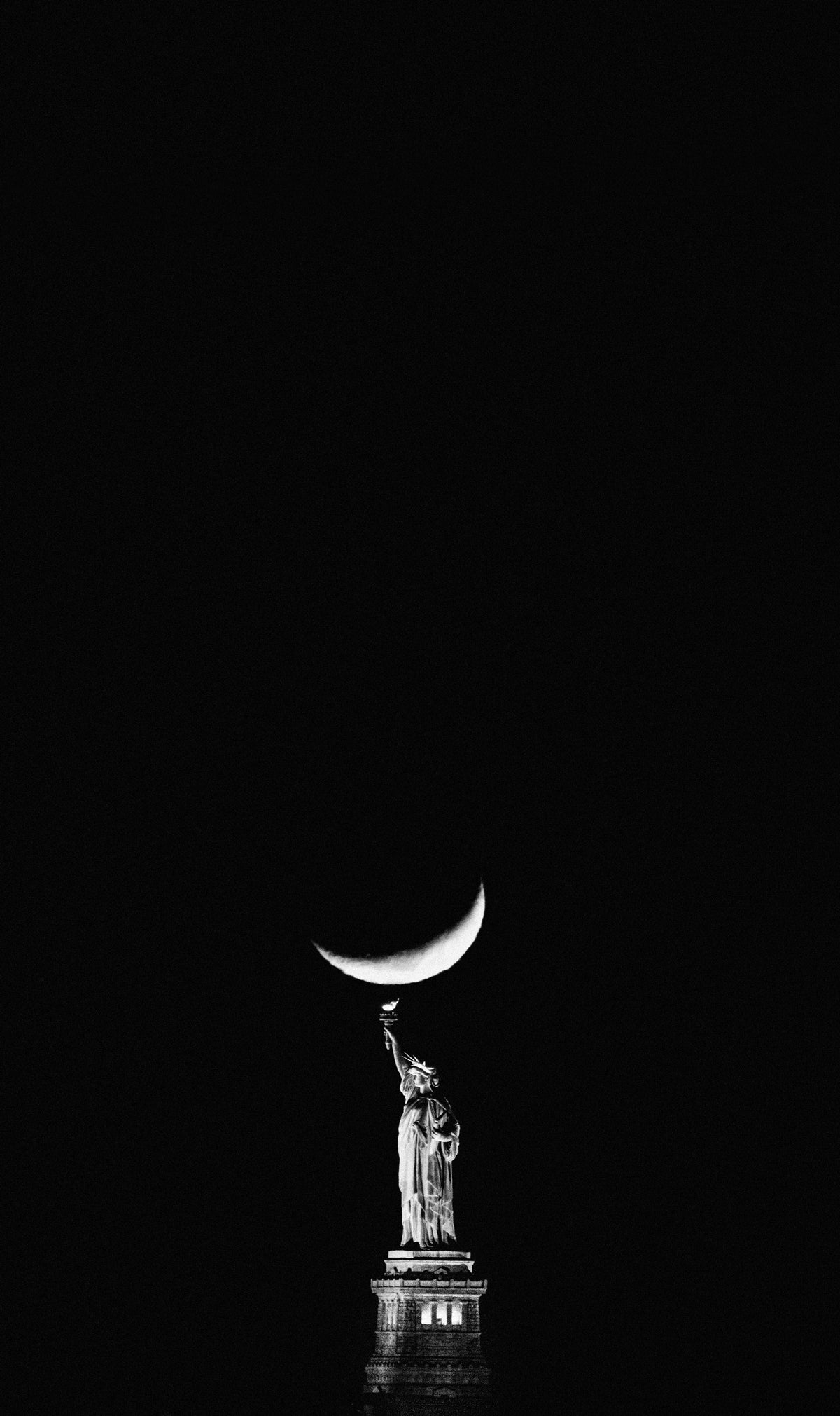 Robert Lakeland | "Moon Over Statue of Liberty" Framed