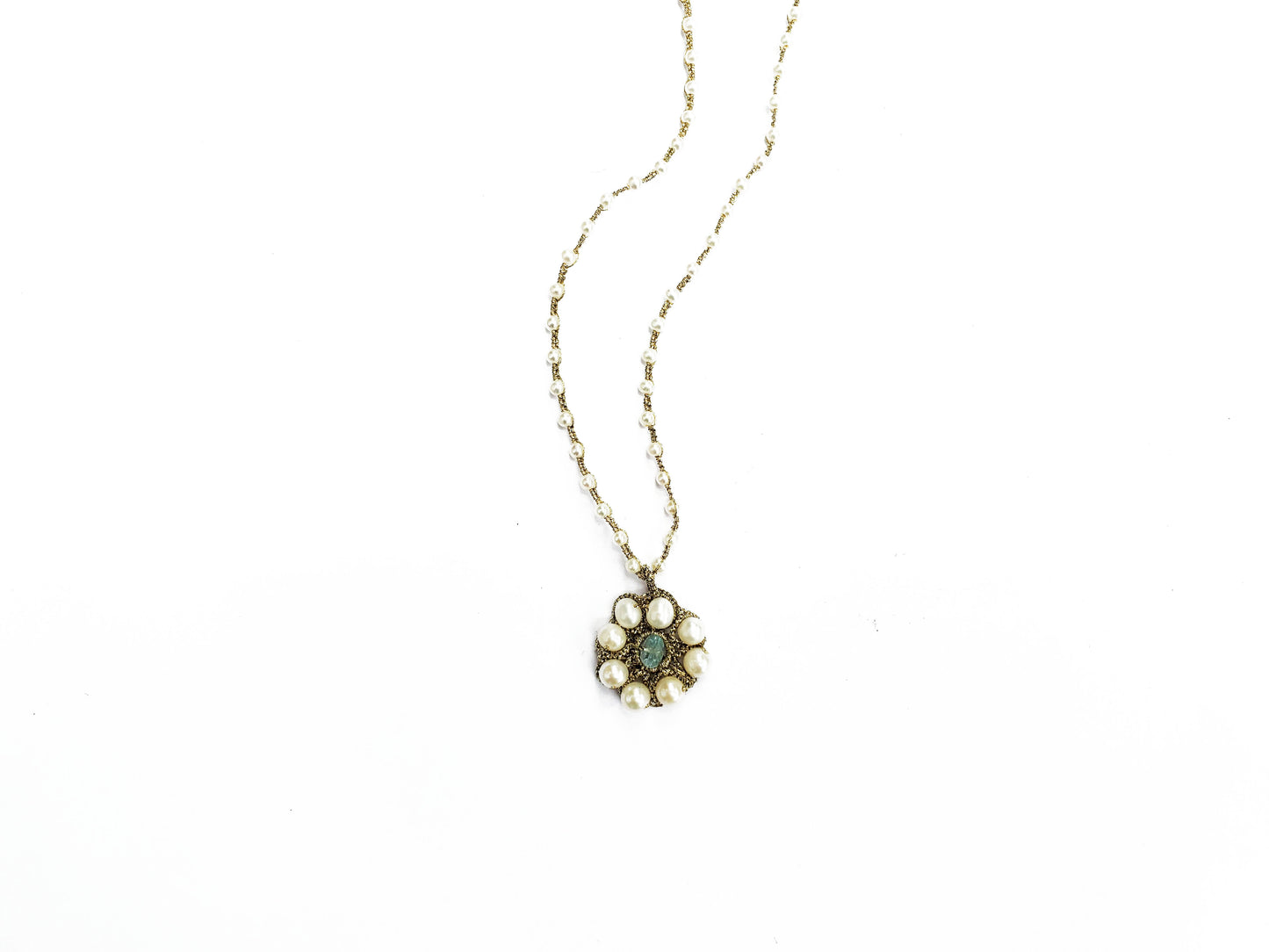 DANIELLE WELMOND | Woven Pearl Flower Necklace